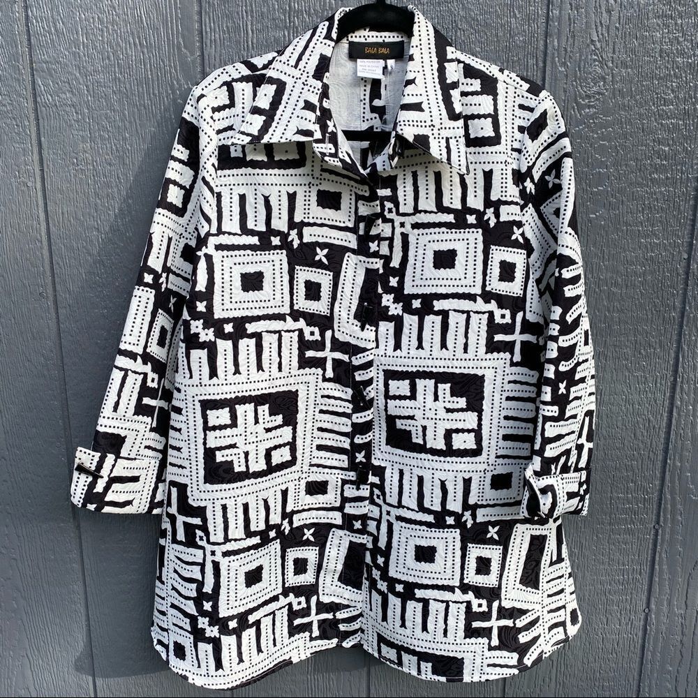 #5  Bala Bala black and White Blazer Jacket NWHT S Lagenlook